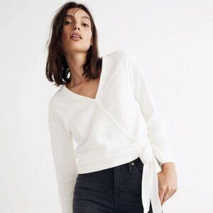 Madewell Texture & Thread Wrap Boucle Top in Bright Ivory Size S